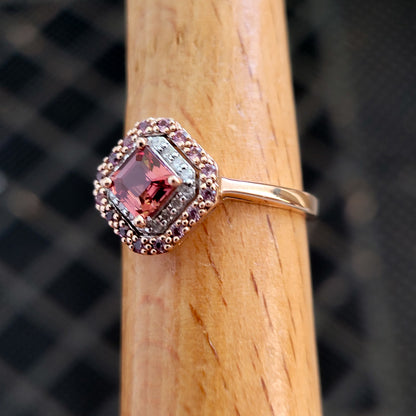 10K Rose Gold Pink Tourmaline and Diamonds Ring Size 6.75 – Solid Gold!