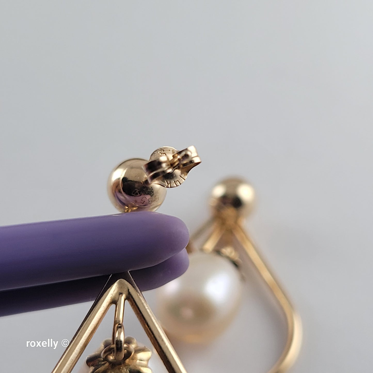 14K Yellow Gold Freshwater Pearl Drop-Shaped Dangle Earrings, Solid Gold!