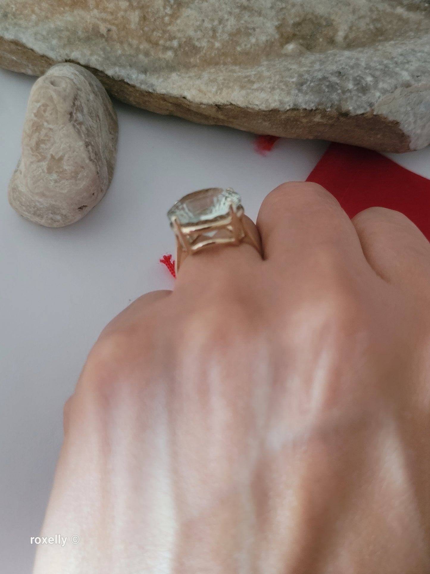 Effy 14K Yellow Gold Green Amethyst Ring Size 5, Solid Gold!