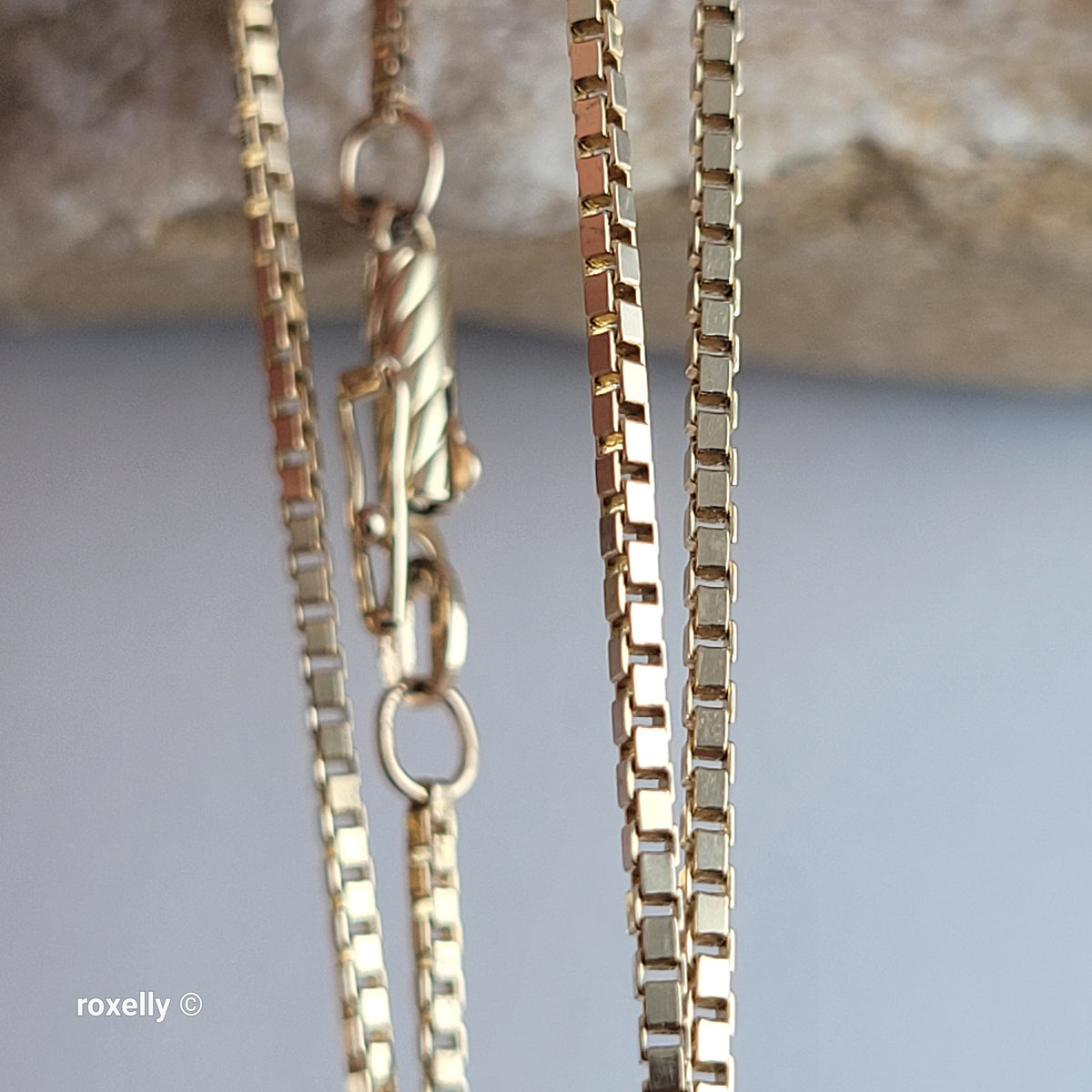 14K Solid Yellow Gold Box Chain Necklace with Barrel Clasp - Made in Italy!