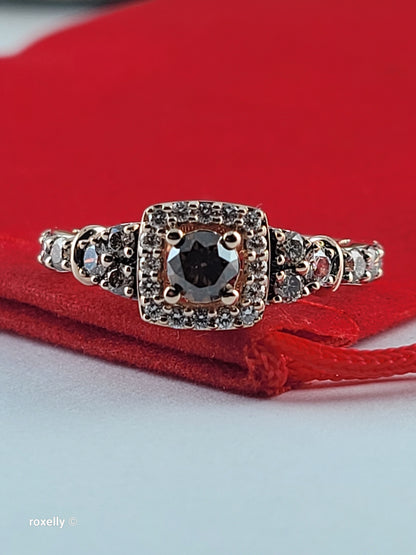 Le Vian 14K Rose Gold Diamond Ring Size 6.5, CTW Natural White & Chocolate Brown Diamonds