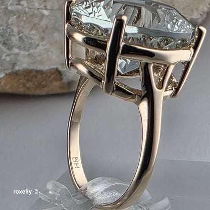Effy 14K Yellow Gold Green Amethyst Ring Size 5, Solid Gold!