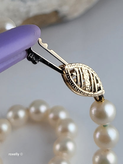 Freshwater Pearl Necklace with Solid 14K Yellow Gold Clasp!