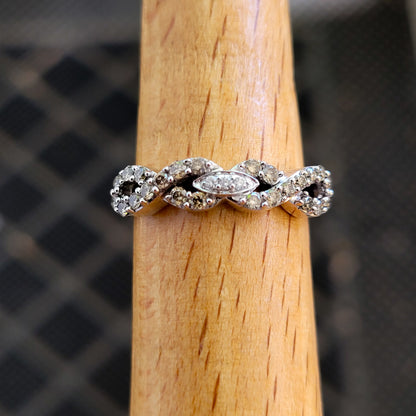 LeVian 14K White Gold Chocolate & Vanilla Diamond Infinity Ring Size 6.5 - Solid Gold!