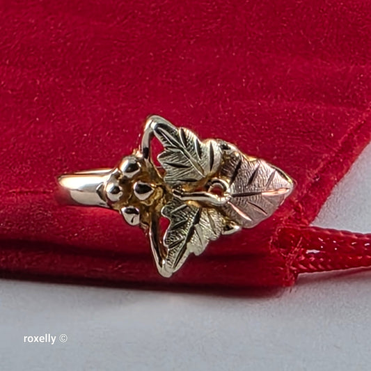 10K Yellow and Rose Gold Black Hills Leaves Ring Size 3, Solid Gold!