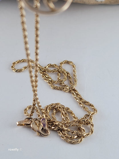 14K Yellow Gold Diamond-Cut Rope Chain Garnet and Blue Topaz Pendant, Made in Italy!