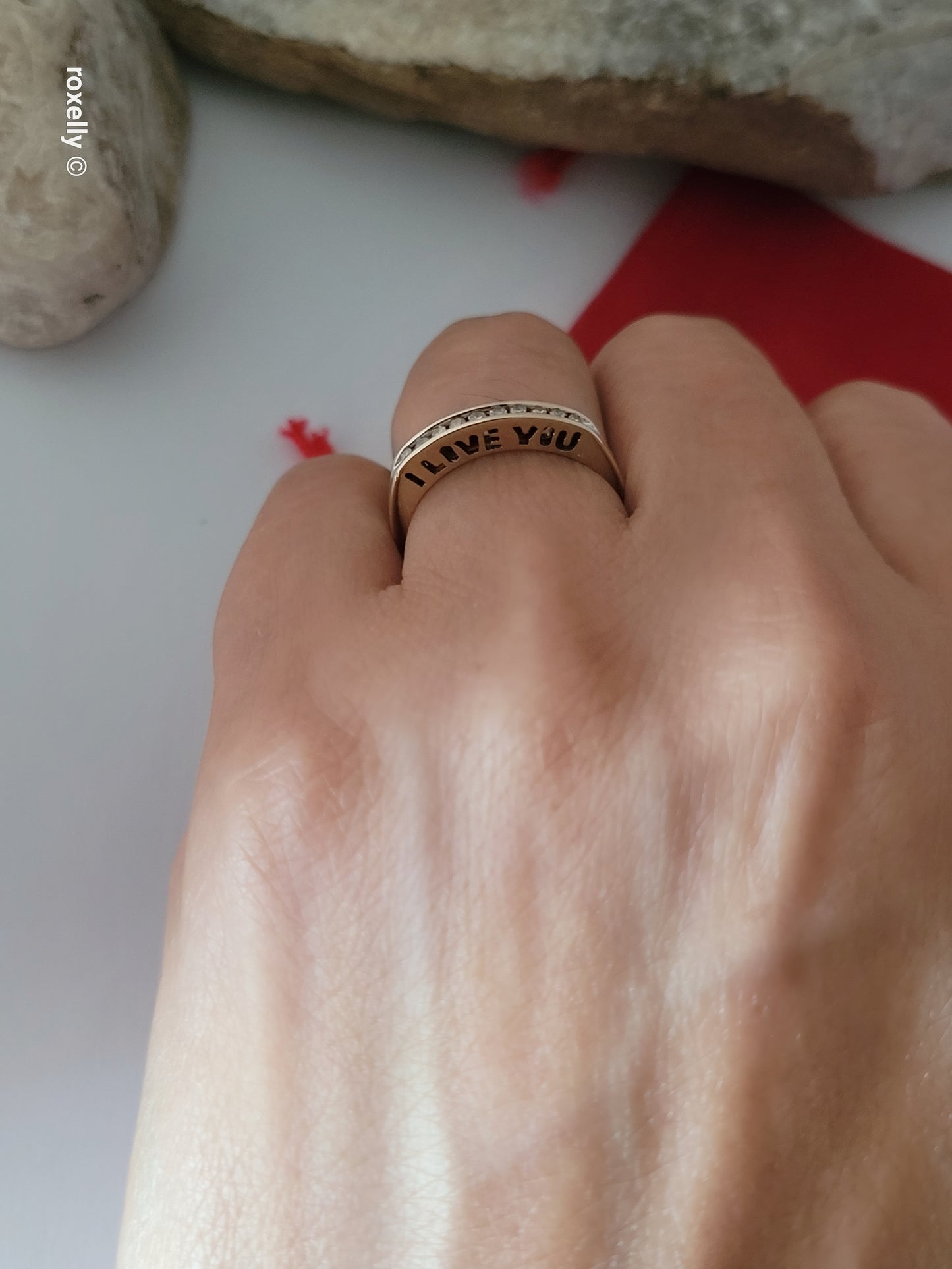 10K Yellow Gold Genuine Diamond "I Love You” Ring Size 6.75, Solid Gold!