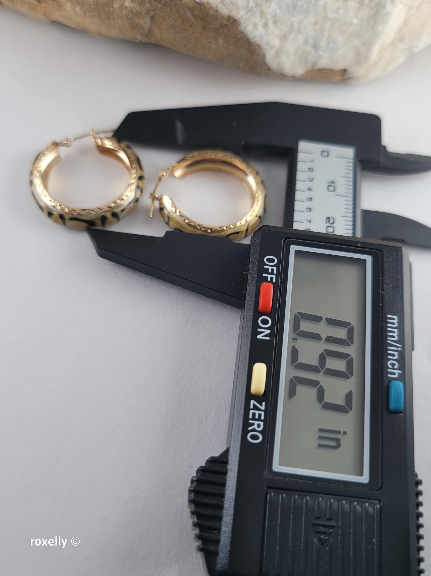 14K Yellow Gold Clasp Enamel Leopard and Diamond-Cut Hoop Earrings, Solid Gold!