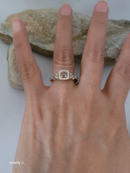 Le Vian 14K Rose Gold Diamond Ring Size 6.5, CTW Natural White & Chocolate Brown Diamonds