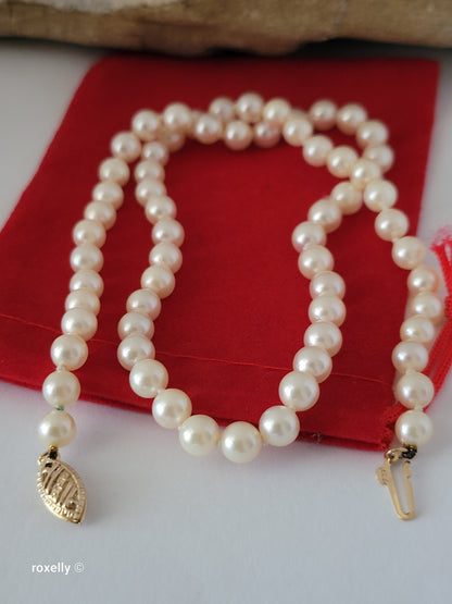 Freshwater Pearl Necklace with Solid 14K Yellow Gold Clasp!