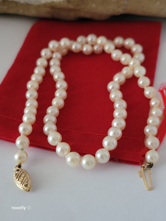 Freshwater Pearl Necklace with Solid 14K Yellow Gold Clasp!