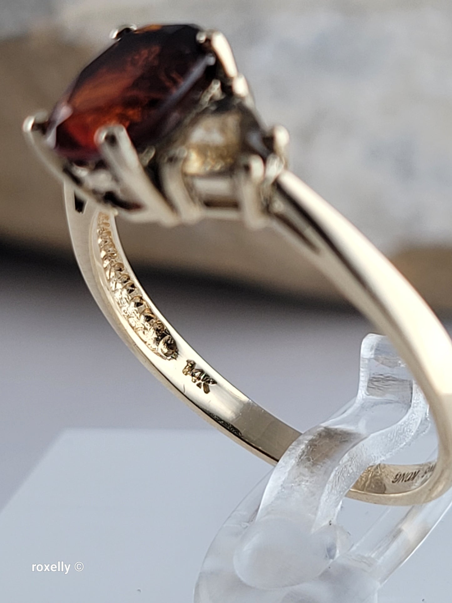14K Yellow Gold Garnet and Citrine Cocktail Ring Size 8, Solid Gold!