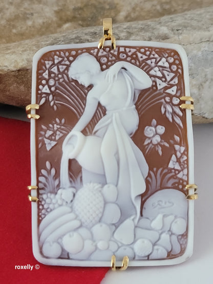 Gennaro Borriello 18K Yellow Gold Italian Cameo Pendant Brooch, Signed Vintage — A True Work of Art
