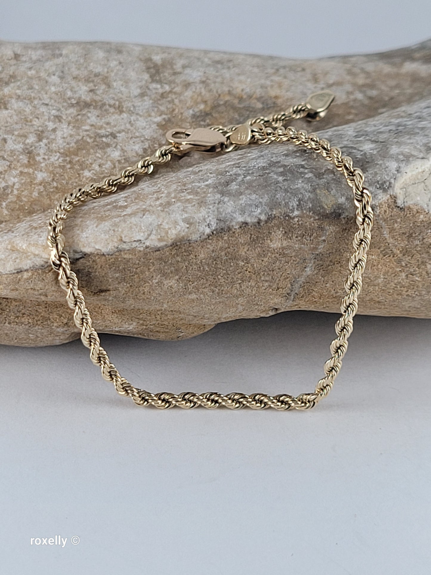 14k Yellow Gold Rope Design Bracelet, Solid Gold
