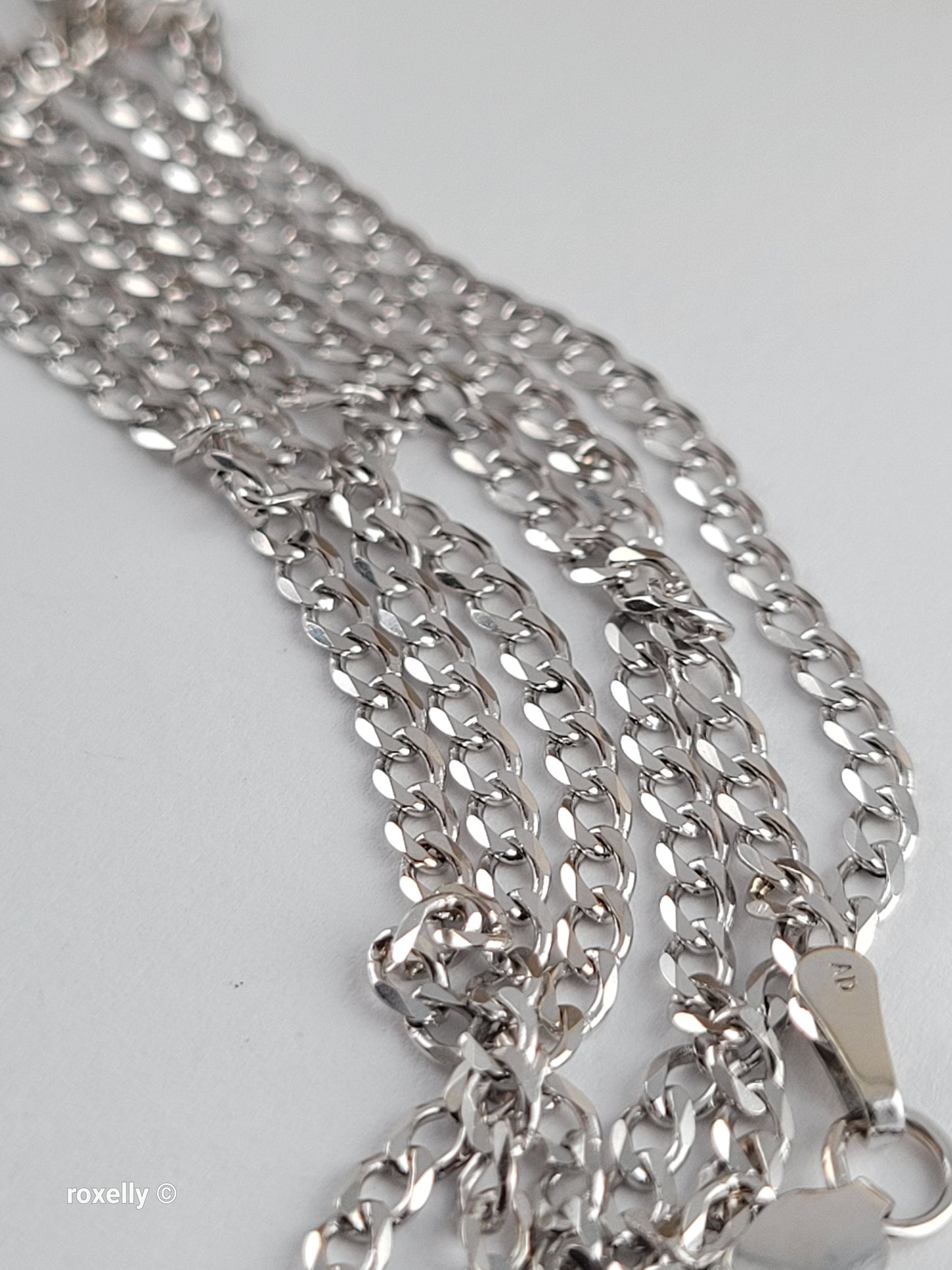 14K White Gold Curb Link Chain Necklace, Solid Gold!