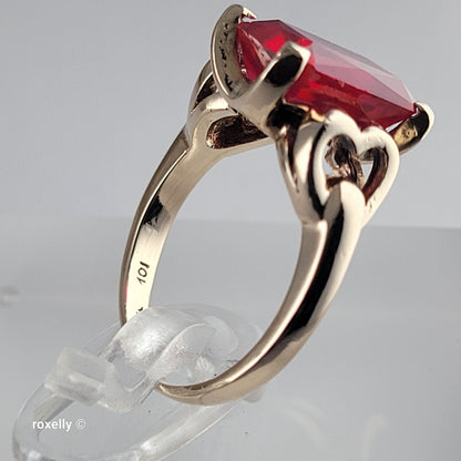10K Yellow Gold Ruby Gemstone Ring Size 4.25 - Solid Gold!