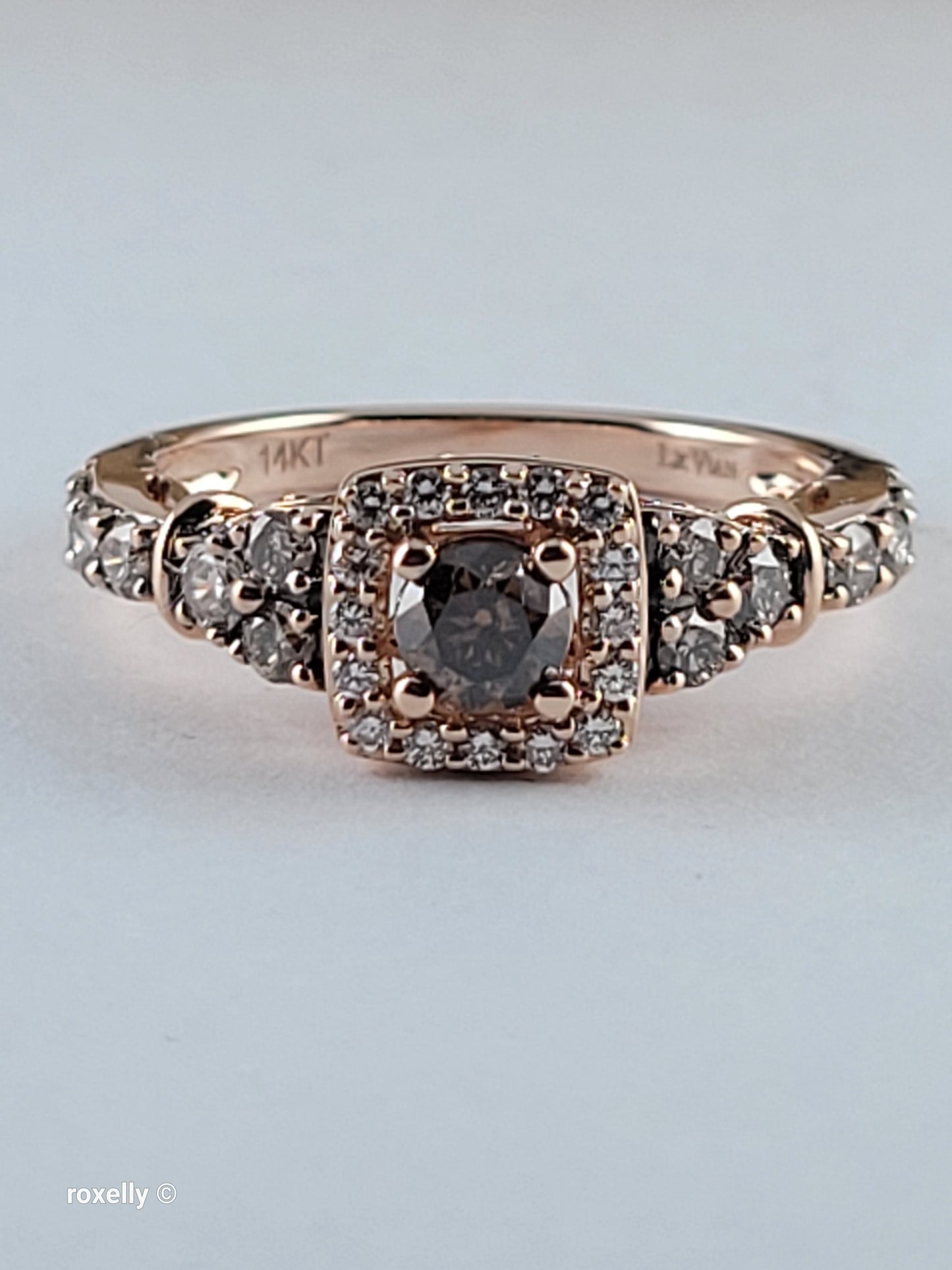Le Vian 14K Rose Gold Diamond Ring Size 6.5, CTW Natural White & Chocolate Brown Diamonds