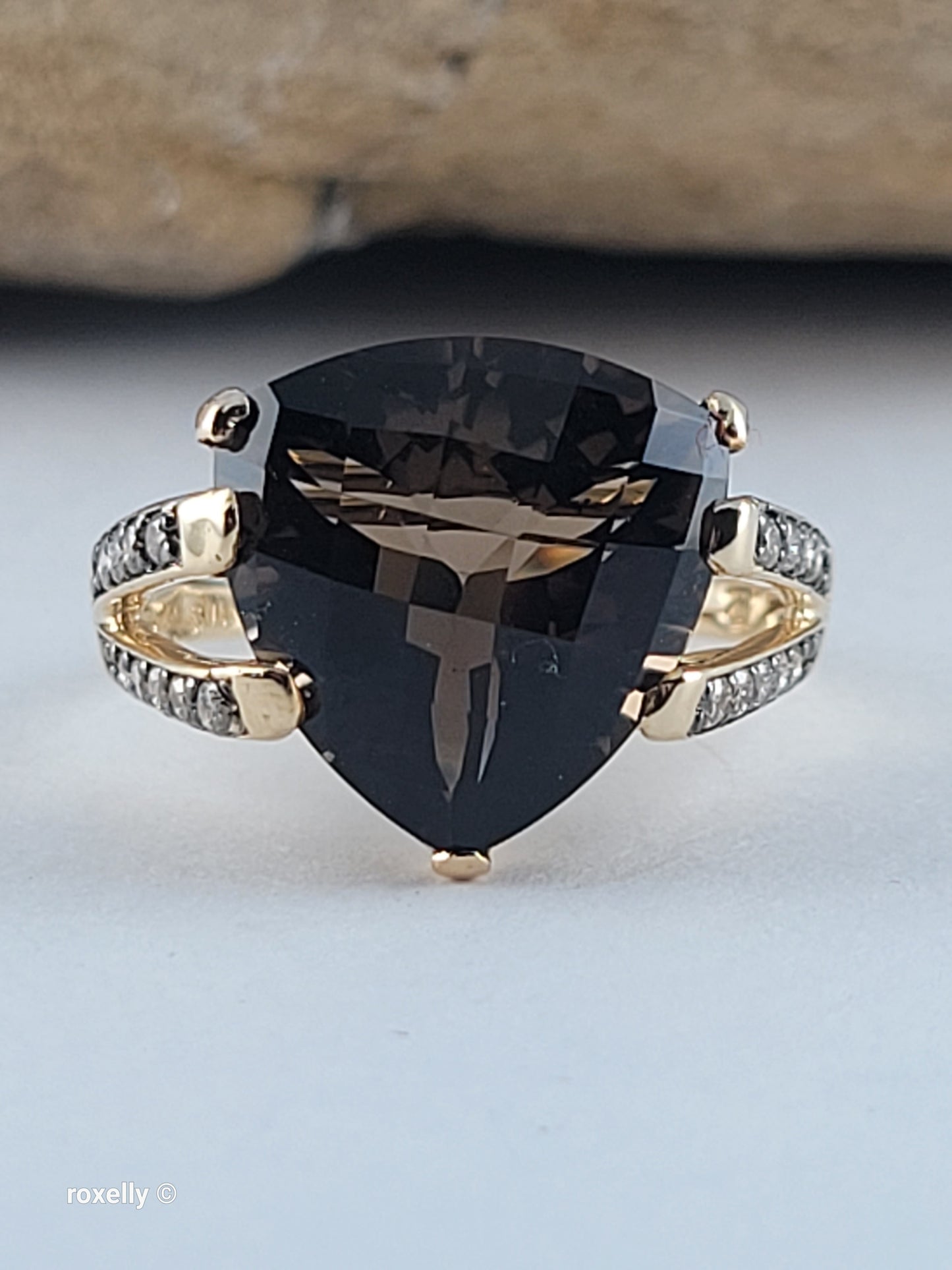 14K Yellow Gold Le Vian Smoky Topaz and Genuine Vanilla Diamonds Cocktail Ring Size 7.5 - Solid Gold!
