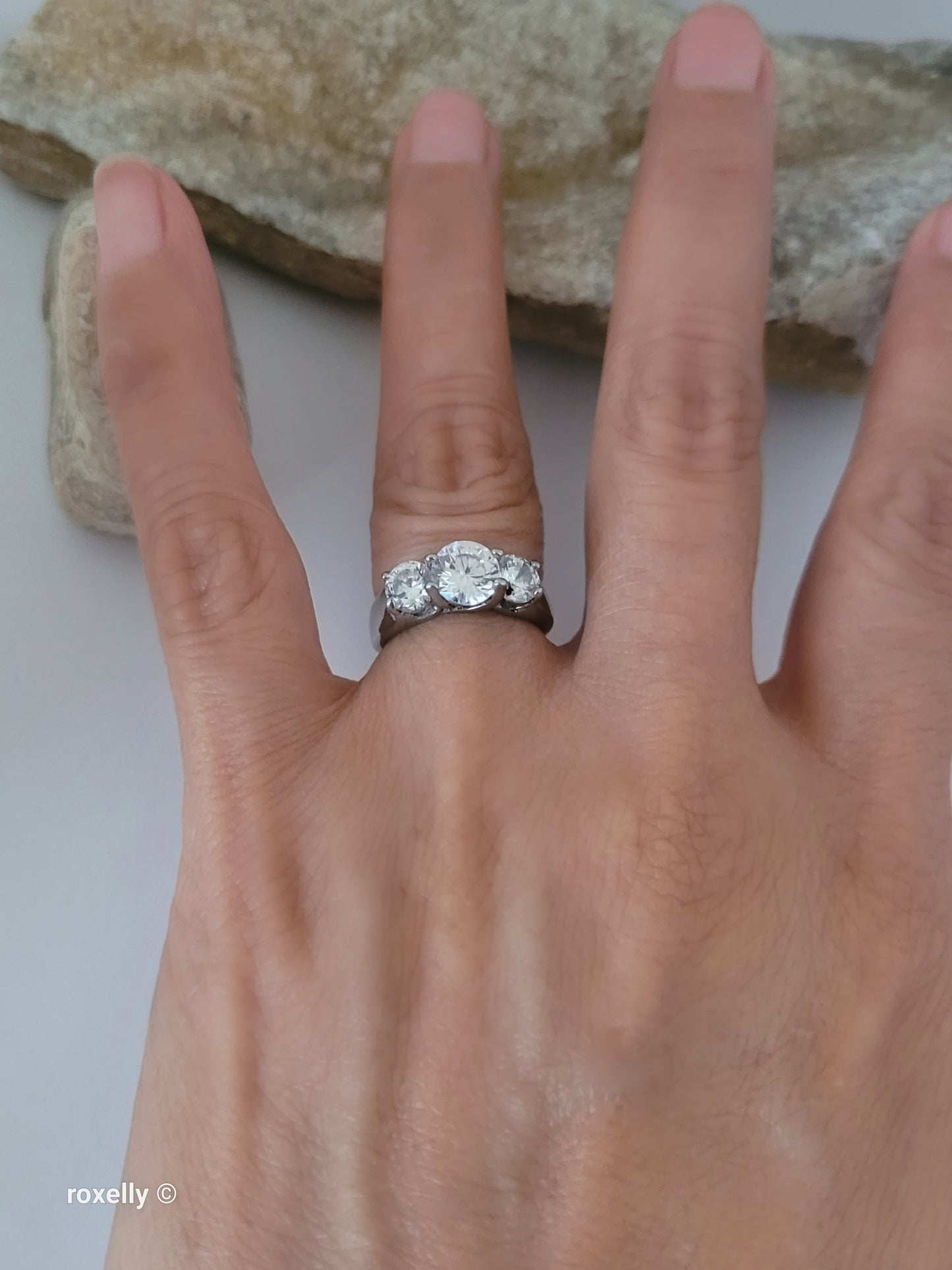 10K White Gold Cubic Zirconia Cocktail Ring Size 4.5, Solid Gold!