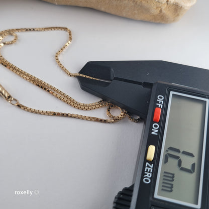14K Solid Yellow Gold Box Chain Necklace with Barrel Clasp - Made in Italy!