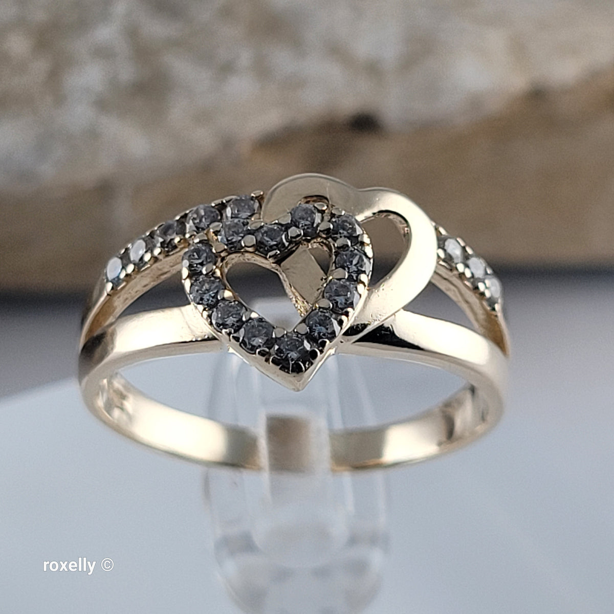 14K Yellow Gold Intertwined Hearts & Diamonds Ring Size 8.75 - Solid Gold! 👌🎁
