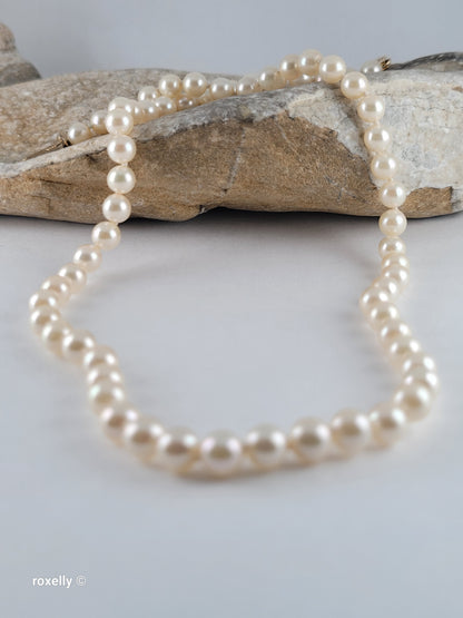 Freshwater Pearl Necklace with Solid 14K Yellow Gold Clasp!