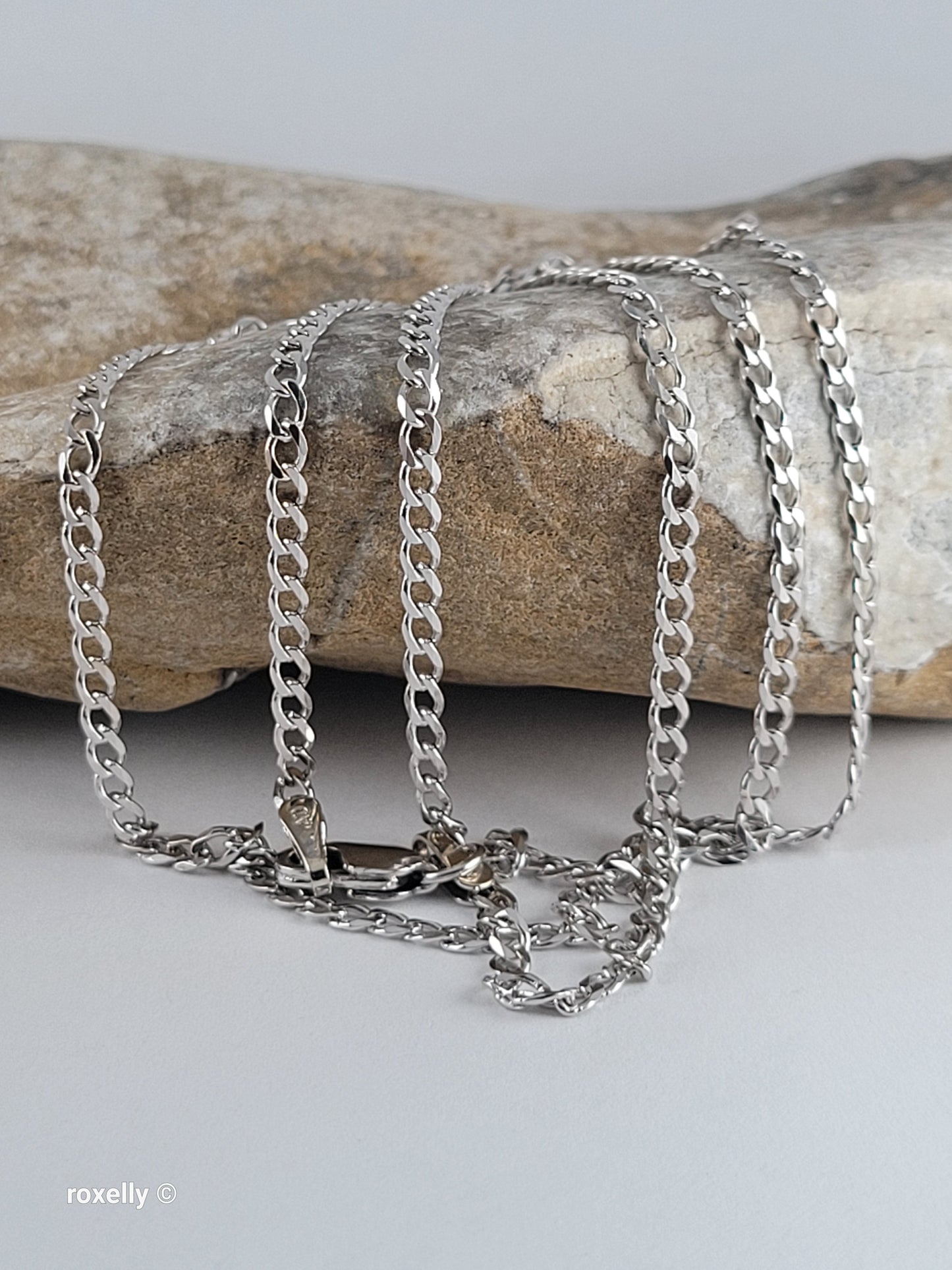 14K White Gold Curb Link Chain Necklace, Solid Gold!
