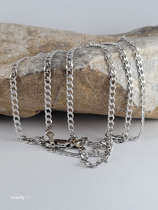 14K White Gold Curb Link Chain Necklace, Solid Gold!