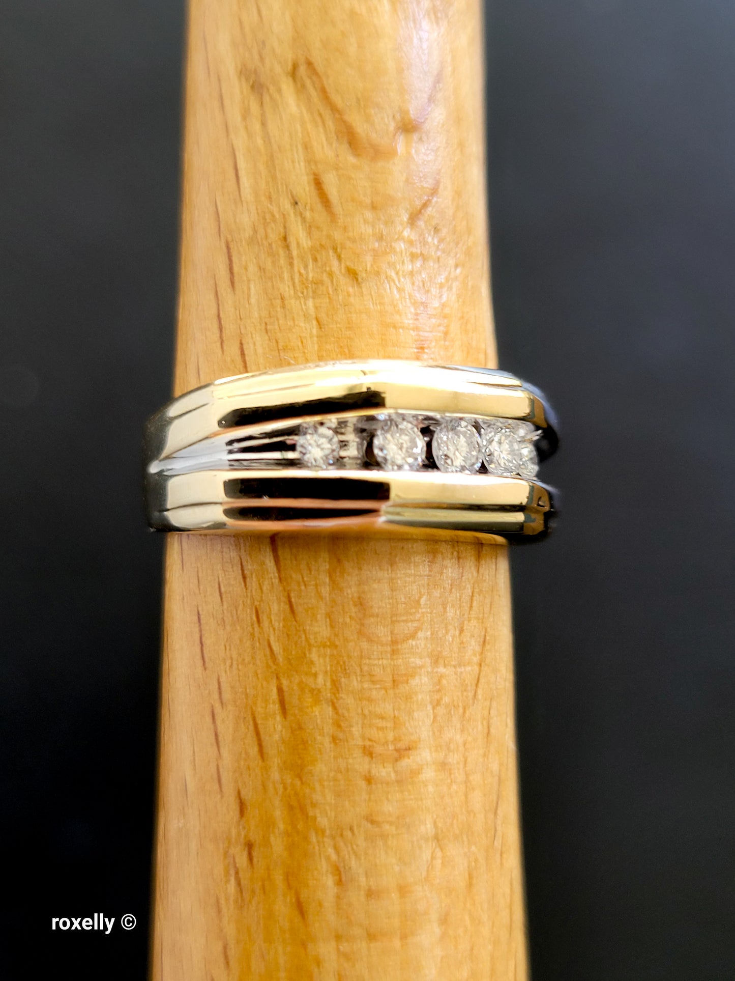 14K Yellow Gold Genuine Diamonds Cocktail Ring Size6.75, Solid Gold!