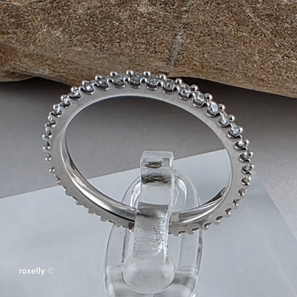 14K White Gold Diamond Infinity Design Ring Size 6, Solid Gold!