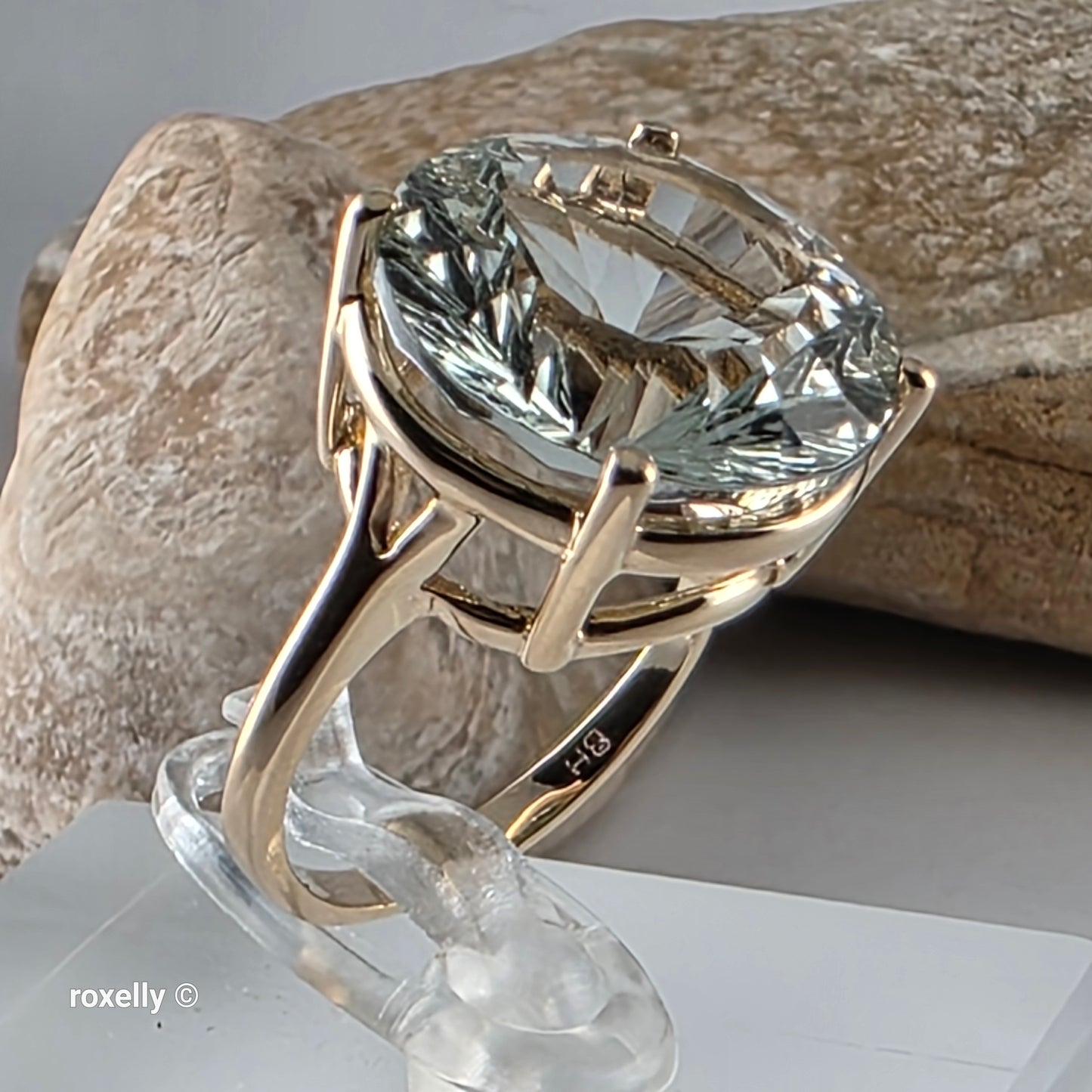 Effy 14K Yellow Gold Green Amethyst Ring Size 5, Solid Gold!