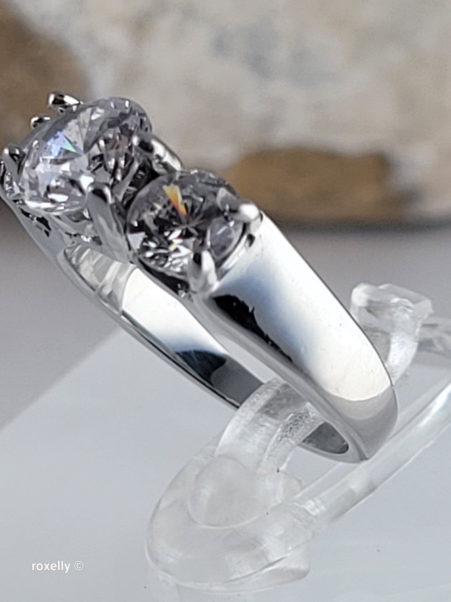 10K White Gold Cubic Zirconia Cocktail Ring Size 4.5, Solid Gold!