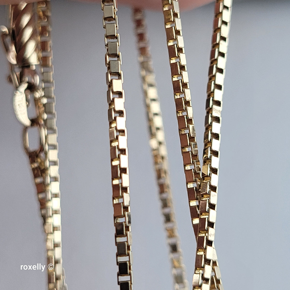 14K Solid Yellow Gold Box Chain Necklace with Barrel Clasp - Made in Italy!