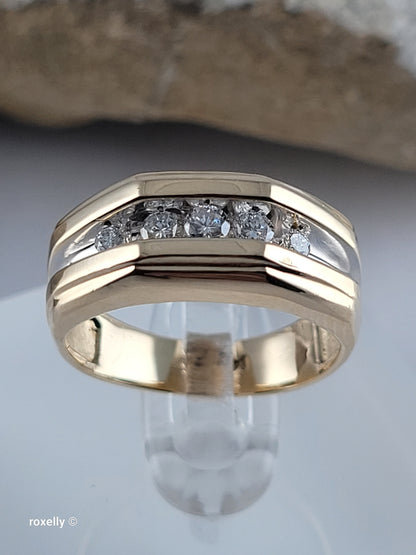 14K Yellow Gold Genuine Diamonds Cocktail Ring Size6.75, Solid Gold!