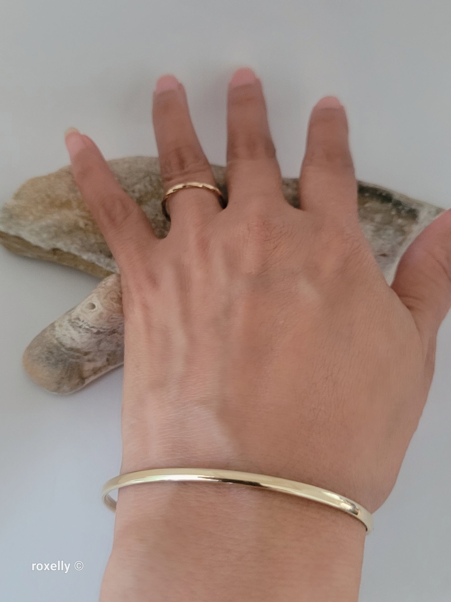 14K Yellow Gold Cloisonne Enamel Floral Bangle Bracelet, Solid Gold!