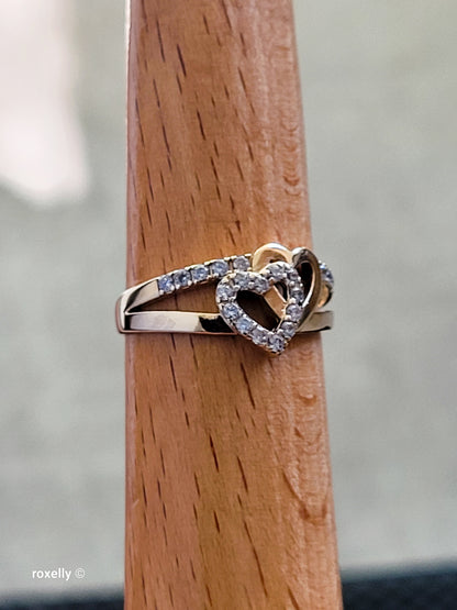 14K Yellow Gold Intertwined Hearts & Diamonds Ring Size 8.75 - Solid Gold! 👌🎁