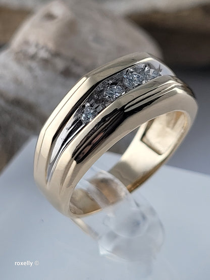 14K Yellow Gold Genuine Diamonds Cocktail Ring Size6.75, Solid Gold!