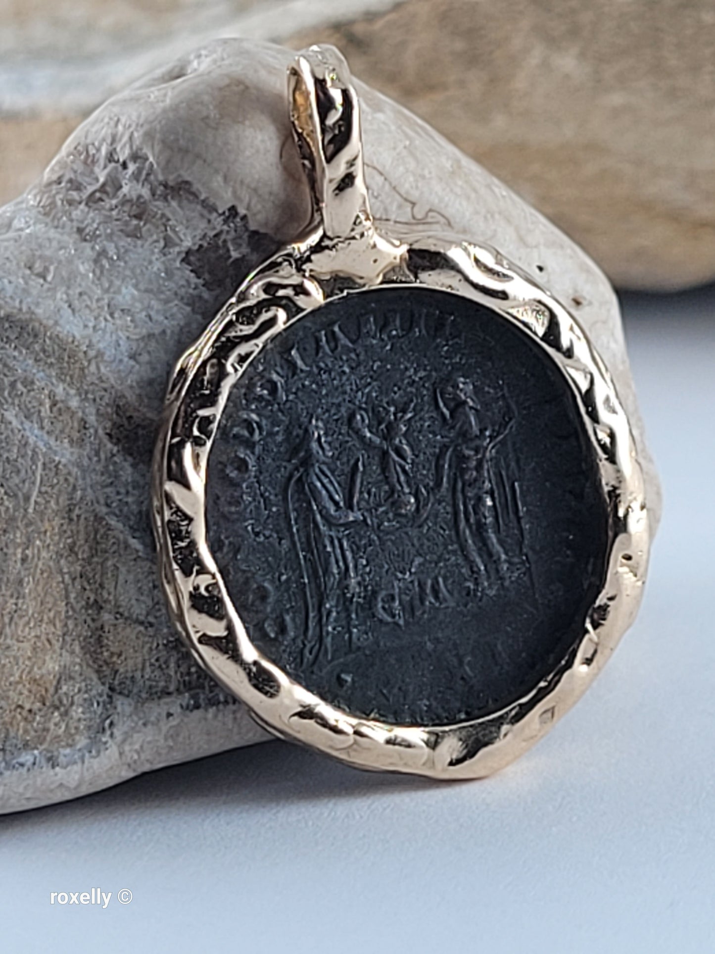Vintage 14K Solid Gold Ancient Roman Coin Pendant – Handmade very solid Bezel