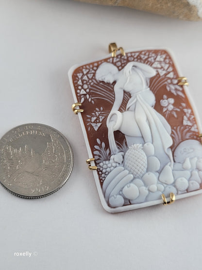 Gennaro Borriello 18K Yellow Gold Italian Cameo Pendant Brooch, Signed Vintage — A True Work of Art