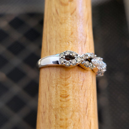 LeVian 14K White Gold Chocolate & Vanilla Diamond Infinity Ring Size 6.5 - Solid Gold!