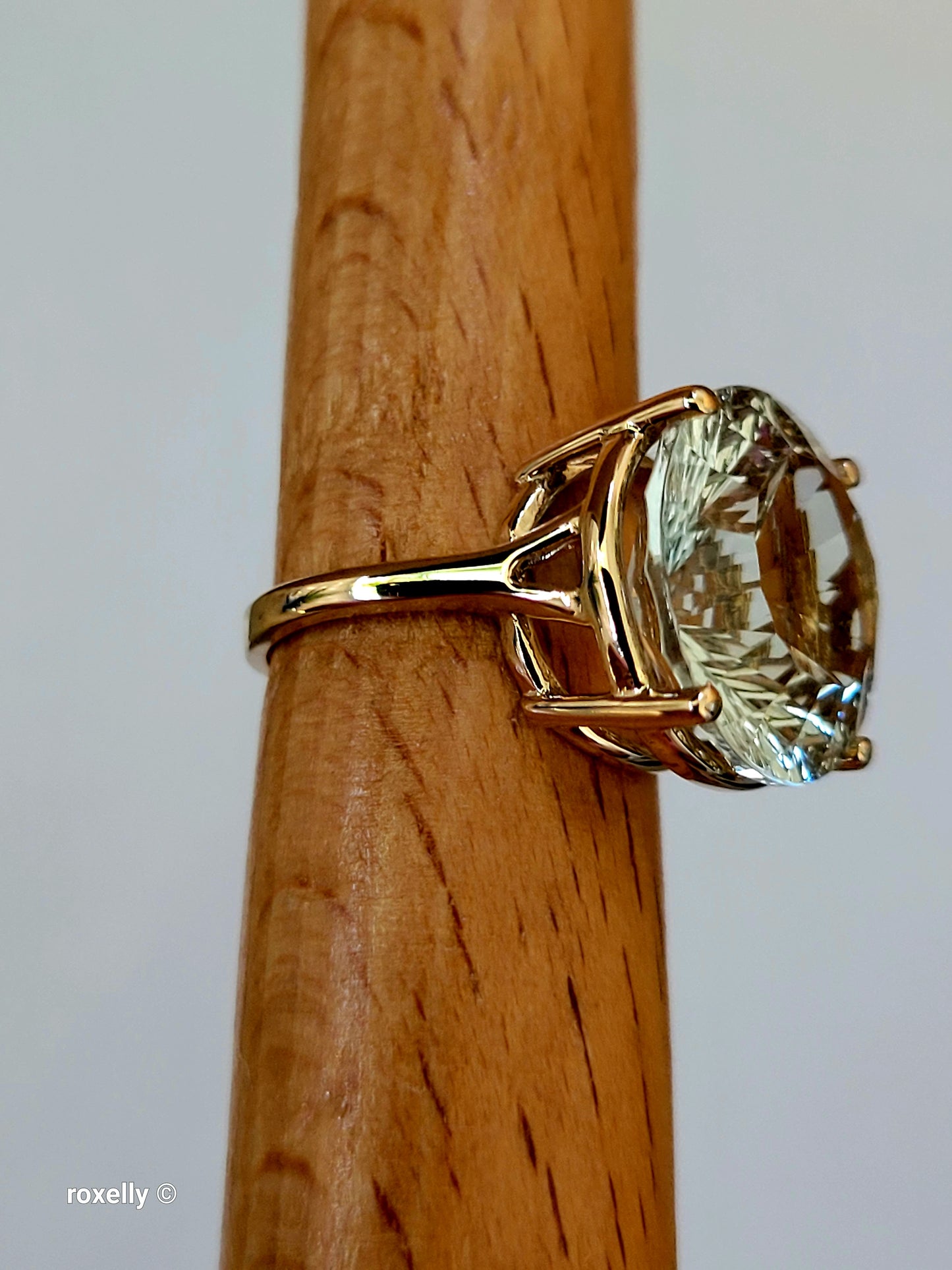 Effy 14K Yellow Gold Green Amethyst Ring Size 5, Solid Gold!